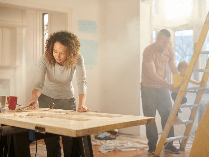 woman working on home renovation project